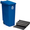 Contenedor Wellhome Reciclo 110 litros, cerrado con tapa, ideal para reciclaje de papel y cartón, con ruedas + 3X Bolsas de basura de 10 unidades