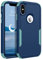DUEDUE for iPhone X Case, Phone Case for iPhone XS, Heavy Duty 3 in 1 Rugged Shockproof Hybrid Hard PC Soft TPU Bumper Drop Protective Girls Women Men Boys Cover for iPhone X/XS 5.8, Navy Blue