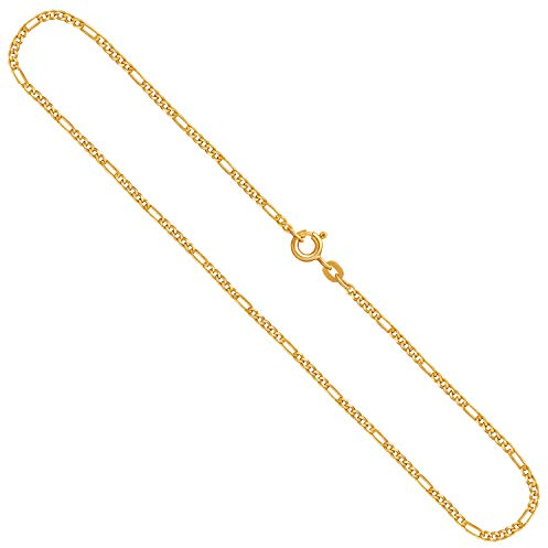 EDELIND Goldkette Damen Herren Echt Gold 1.9 mm, Figarokette diamantiert 750 aus Gelbgold, Kette Gold mit Stempel, Halskette mit Federring, Länge 45 cm, Gewicht ca. 4.4 g, Made in Germany