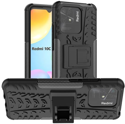 betterfon Oudoor Hülle Kompatibel mit Xiaomi Redmi 10C | Case Panzer Hülle Cover Schutzhülle Etui Bumper | Schwarz