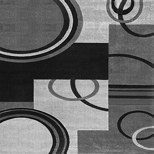 Rururug Teppich Kurzflor,Black, Square 80 x 80 cm, Dark Gray, Light Gray, Geometric Design, Teppich fürs Wohnzimmer, Schlafzimmer, Esszimmer, Büro, Flur, Küche, quadratisch