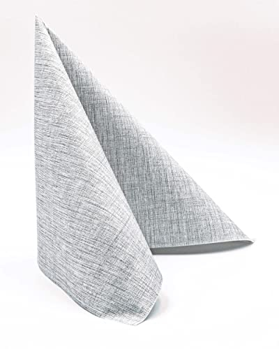 Stoffähnliche Spunlace Einweg Serviette | saugstark reißfest Leinen Optik Stoff Haptik | Ideal für Gastronomie Weihnachten Hochzeit Feiern | 600 Stück | ¼ Falz 40 x 40 cm (Hellgrau)