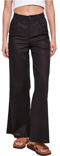 Urban Classics Damen Ladies High Linen Mixed Wide Leg Pants