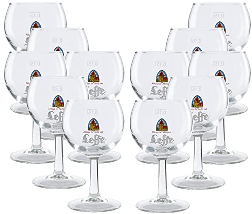what the shop 12er 0,15l Leffe Bierglas BALLON | Original Leffe | Klassisches Logo mit Schriftzug | Biergläser Set | Bierpokal | Bier Gläser | Gastro Edition