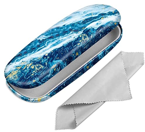 FINTIE Custodia Occhiali Rigida, Portatile Porta Occhiali da vista, Portaocchiali con Panno Pulizia Occhiali per Donna Uomo