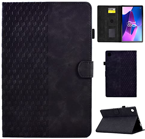 Hülle für Lenovo Tab M10 3rd Gen 10.1 Zoll, PU Leder Tablette Schützhülle TB-328FU/TB-328XU Multi-Winkel Ständer Cover Case mit Auto Schlaf/Wach für Lenovo Tab M10 (3. Generation) 10,1 2022, Schwarz
