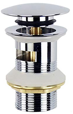Waschbeckenstöpsel Pop Up Ventil Ablaufgarnitur mit Überlauf für Badezimmer Waschbecken & Waschtisch, Push-Type Drain Plug, Chrom