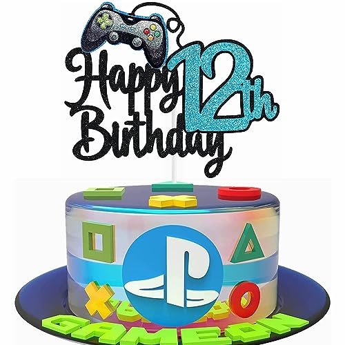 Kiwochy Geburtstag Videospiel Torten Deko Gaming Dekoration Happy 12th Birthday Tortendeko Videospiel Cupcake Topper Geburtstag Junge Videospiel Torten Deko für Spiel Thema Party Dekoration