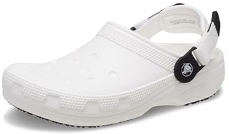 Crocs Unisex – Erwachsene Classic, Adjustable Slip Resistant Work Shoes with Hole-Free Construction Clog, Weiss/opulenter Garten