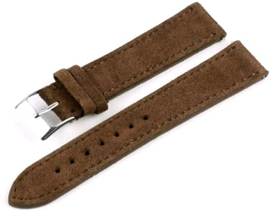 Wildleder-Leder-Uhren-Band 18-22mm Leder Ersatzarmband, Kaffee, 20mm