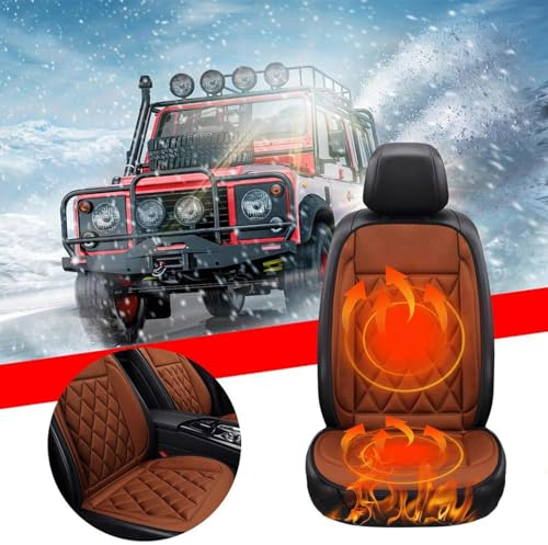 NURII Heizbare Sitzauflage Auto Schnelles Aufheizen und Intelligente Steuerung Auflagen für Autositze Warm und Gemütlich Autositzbezüge Geschenk,Meine Herren,Braun-1Stück