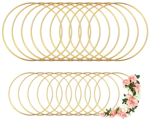 UTMACH 20 Stück Gold Metallring Traumfänger Ringe Metall | 10cm 15cm,für DIY Basteln, Floral Hoop,Traumfänger, Hochzeitskran