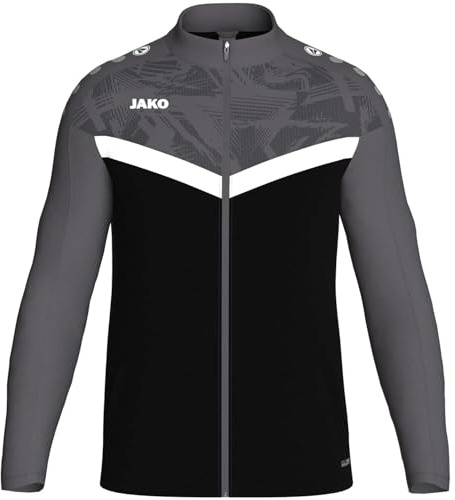 JAKO Veste unisexe en polyester ICONIC taille XL noir/anthracite - veste d'entraînement respirante pour hommes et femmes au design moderne, 100% polyester recyclé