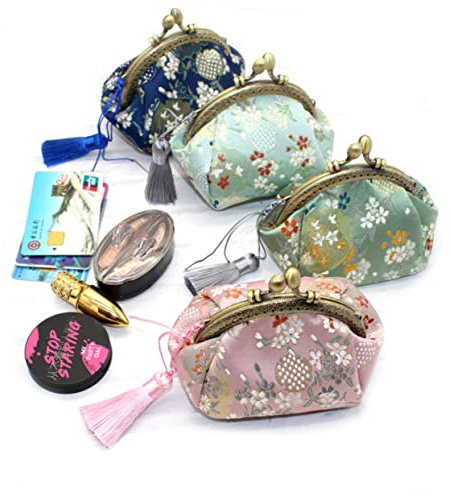 Holibanna Retro-münzbörse Kleines Portemonnaie Mit Stickerei Kurzbörse Schnalle-wechseltasche Leicht Und Robust Für Alltag