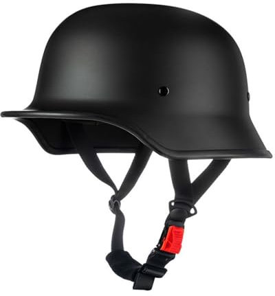 Tedesco Casco Mezzo Guscio Moto,Vintage Caschi Aperto Jet Caschi Casco A Scodella Motorino Mezzo Elmetto da Moto Retrò,DOT/ECE Approved Mezzo Casco Moto Uomo Donna L,M