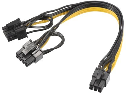 sourcing map 6 Pin to 2 x PCIe 8 Pin (6+2) Male PCI Express Power Adapter Splitter Cable 220mm/8.7 for Graphics Card