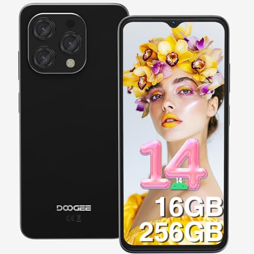 DOOGEE N55 PRO Smartphone 2024, Android 14 Telefono Cellulare, 16GB RAM+256GB ROM/1TB-TF, 6.56 HD+ 90Hz Octa Core Telefoni Iintelligenti, 5150mAh Batteria,13MP+8MP, Face ID/GPS/Widevine L1- Nero