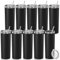 10 Pack 20oz Stainless Steel Skinny Tumbler, Straight Tumblers Bulk with Lid and Straw, Black Insulated Slim Double Wall Tumbler Travel Mug Cups for Sport Gym DIY