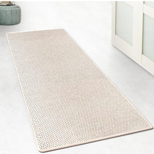 casa pura Küchenteppich Läufer 200x300cm für Küche, Flur, Schlaffzimmer & Wohnzimmer Bettvorleger rutschfest & waschbar in Sisal Optik - Flurteppich - Teppichläufer Meterware nach Maß Creme Kalkutta