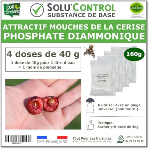 Phosphate Diammonique, appât naturel contre les mouches de la cerise, SOLU'CONTROL - Sachets de 160g