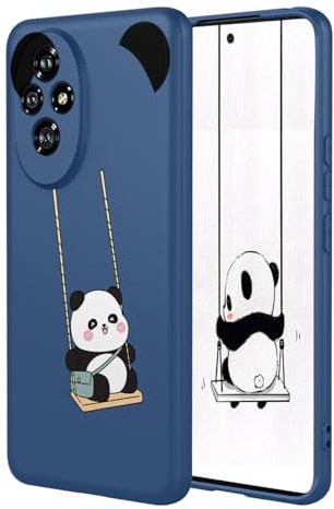YUEQIAN Cover Silicone Liquido per Honor 200 Pro, Ultra Sottile Setoso Morbido TPU Antiurto Custodia, Simpatico Animale Floreale Motivo Ragazza Donna Cover. Panda