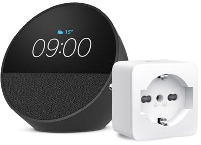 Echo Spot | Nero + TP-Link Tapo Presa intelligente, compatibile con Alexa - Kit di base per Casa Intelligente