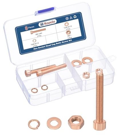 Kozelo 8pcs M6 Socket Head Cap Screws Bolts Nuts Assortment Kit - [M6-1x40mm] Red Copper Fully Threaded Hex Screw for 3D Printer Use