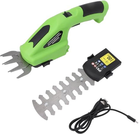 Luocute Cisaille à Gazon et Taille-haie sans Fil 2 en 1, Utilisation Polyvalente, Taille-haie à Main 7,2 V pour Jardin et Cour, Herbe avec Lames en Acier à Double Action