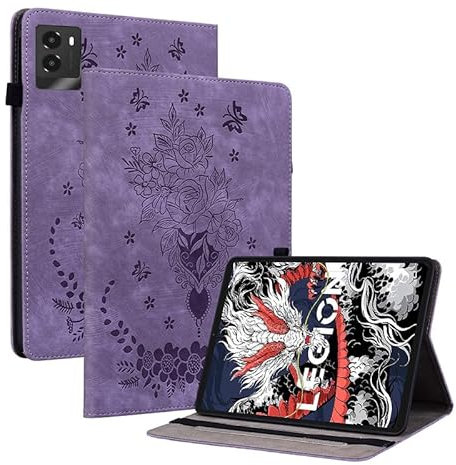Cxzaqwer Case for Lenovo Idea Tab Pro 12.7 2025 PU Leather Cover Shockproof Military Grade Protective Cover Butterfly Rose for Lenovo Idea Tab Pro 12.7 2025 Purple