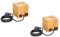 ledscom.de 2 Stück Tischlampe HITO, Schalter, USB, Echtholz (Gummibaum), quadratisch, hellbraun, 1x E27 max. 60W