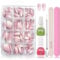 288 Stück Gradient Falsche Nägel Zum Aufkleben Kit - Mittel Rosa Ombre Koffin Nagelspitzen - Falsche Nägel Weiß Rosa Künstliche Nägel Tips für Maniküre DIY - Fake Nails für Frauen