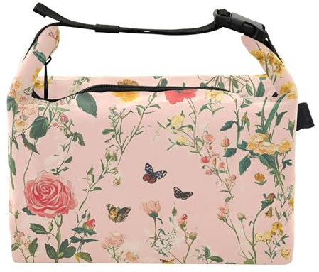 Sweet Rose - Borsa per il pranzo da donna, riutilizzabile, isolata, per viaggi all'aperto
