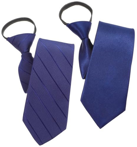 ValueBargain 2Pcs Krawatte Blau, Krawatten für Herren Blau Verstellbarer Reißverschluss, Blaue Krawatten Herren Das Wünschenswert Accessoire für Geschäftliche und Formelle Anlässe