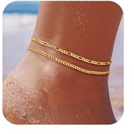 ZOERAY Bracelets Chaine de Cheville pour Femme Argent 925 Multirang 18 Carats Or Chaîne de Cheville en Perles Serpent Cubaine Imperméable Réglable Chaine de Pied Plage d'été Bijoux pour Enfants