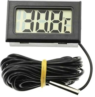 Mini-Digitalthermometer for Gefriertemperatur - 50-110 ℃ Kühlschrankthermometer for den Innen- und Außenbereich, wasserdichte Sonde für den Innenbereich(2M Black)