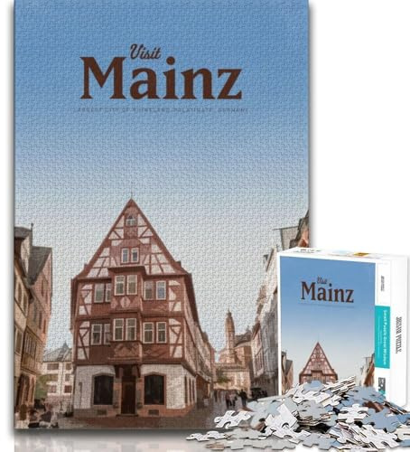 Besuchen Sie Mainz Puzzle 1000 Teile für Erwachsene und Jugendliche, anspruchsvolles Spiel, Geschenke für die ganze Familie, 38x26cm