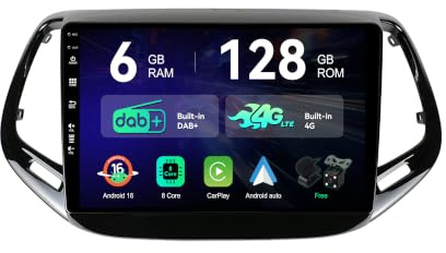 [6G+128G | Incorporato DAB+ 4G] - MSD 10.1 Pollice Autoradio Per Jeep Compass 2017-2021 | Android 15 GPS Navi | Carplay Android Auto Volant Dual-Band WiFi DSP Bluetooth | Camera MIC | Octa-Core 2 Din