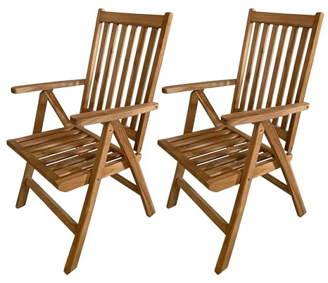 AXI Nuria Gartenstuhl 2er Set Klappbar & Verstellbar aus Teak Holz | 2 Stück verstellbare Gartenstühle aus Teakholz | Stuhl/Klappstuhl/Klappsessel für Garten/Terrasse/Balkon/Outdoor