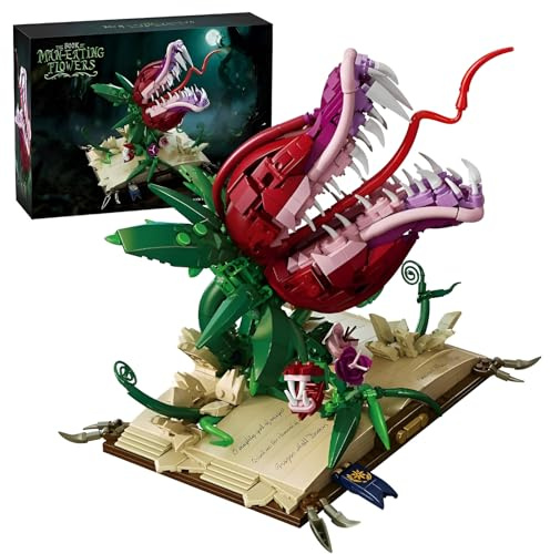 Magic Book Cannibal Flowers Building Blocks Set, 1208PCS Gothic Carnivorous Plant Model, Fantasy Botanical Collection Bricks Kit Decor, Creative Gifts for Adults & Horror Plant Enthusiasts