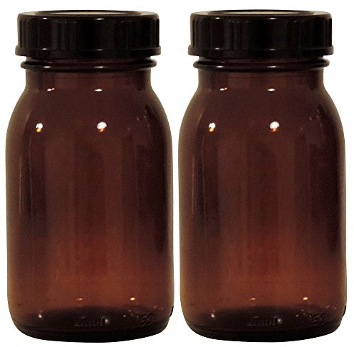 Mikken – Juego de vasos de farmacia marrón con tapón de rosca y etiquetas, fabricado en Alemania, 2 x 150 ml, color marrón
