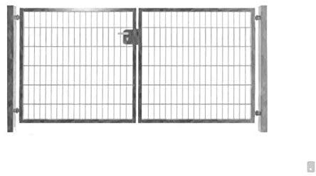 Doppelflügeltor Einfahrtstor Gartentor verzinkt 200cm x 103cm inkl. Pfosten Matten-Tor Hoftor
