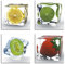 ARTLAND Wanddeko Küchenbilder Leinwand Bilder Set 4 teilig je 30x30 cm Quadratisch Wandbilder Obst Früchte im Eiswürfel S6MF