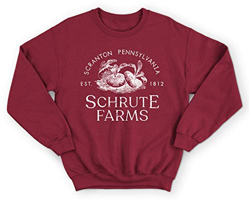 Sanfran Clothing Schrute Farms Bed & Breakfast Funny The Office US Dwight Michael Scott Jumper Sweater Small/Maroon
