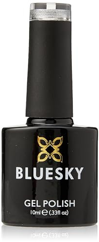 Bluesky Gel Polish, Silver Glitter, A18, 10 ml, Gel Soluble Nail Polish, Silver, Glitter, Shimmer (Curing Under UV/LED Lamp Required) Pack (x)