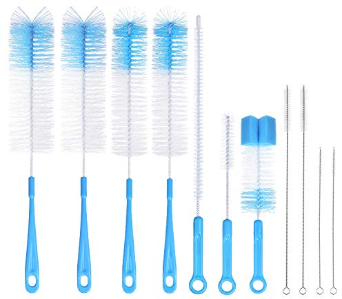 Vicloon Cepillo de Botellas, 11 Pcs Cepillo de Limpieza Botella con Cerdas de Nylon, Cepillo de Tubo de Pajitas para Botellas de Cristal Deportes Botellas de Agua Tetera El Teclado de Ordenador…