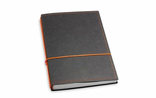 X17 Notizbuch A5, schwarz + orange; Vegan! aus Deutsches Zellulose-Material. Austauschbare Notizhefte (blanko, liniert, kariert) Made in Germany