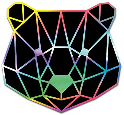 2 x Polygon Tier Sticker Hologramm Aufkleber Tiere Origami Geometrisch Selbstklebend Kunst für Auto Motorrad Laptop Kühlschrank Wand Dekor R117 (Bär)