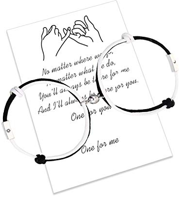 2pcs magnetische gegenseitige Anziehung Paar Armbänder handgemachtes Seil geflochtene passende Armbänder Freund Freundin Geschenk (Sun-moon black and white bracelet)