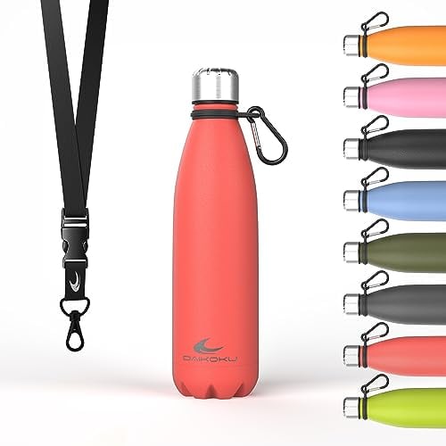 Daikoku - Bouteille d'Eau en Acier Inoxydable | Thermos Isotherme 500ml | Sans BPA | Etanche | Idéale pour le Sport, le Bureau, la Randonnée | Corail | 500 ML
