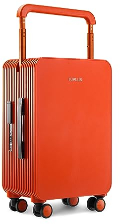 TUPLUS Koffer Trolley ABS Reisekoffer mit 4 Rollen Handgepäck Hartschale Rollkoffer Mittelgroß, Balance Serie(55,5cm-33L,Orange)